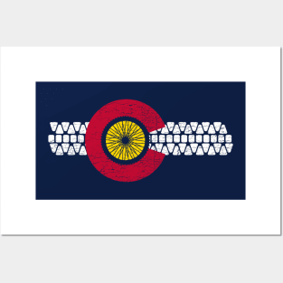 Bike Colorado State Flag Mountain Biking Art Posters and Art